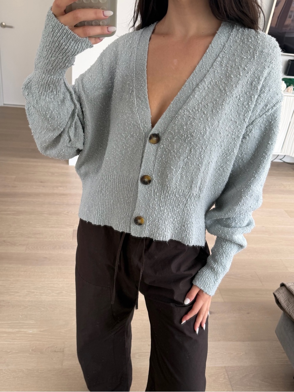 Free People Found My Friend Cardi Aqua Haze XS